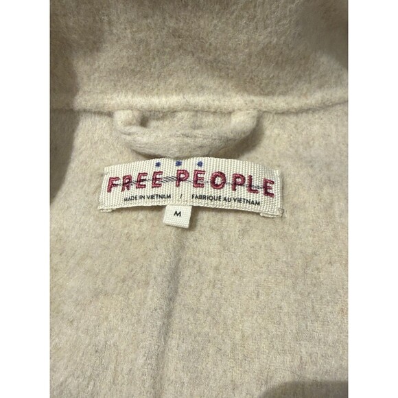 Free People Double Breasted Wool Blend Coat Size M Maxi Coat in Sand Oversized - Picture 9 of 16